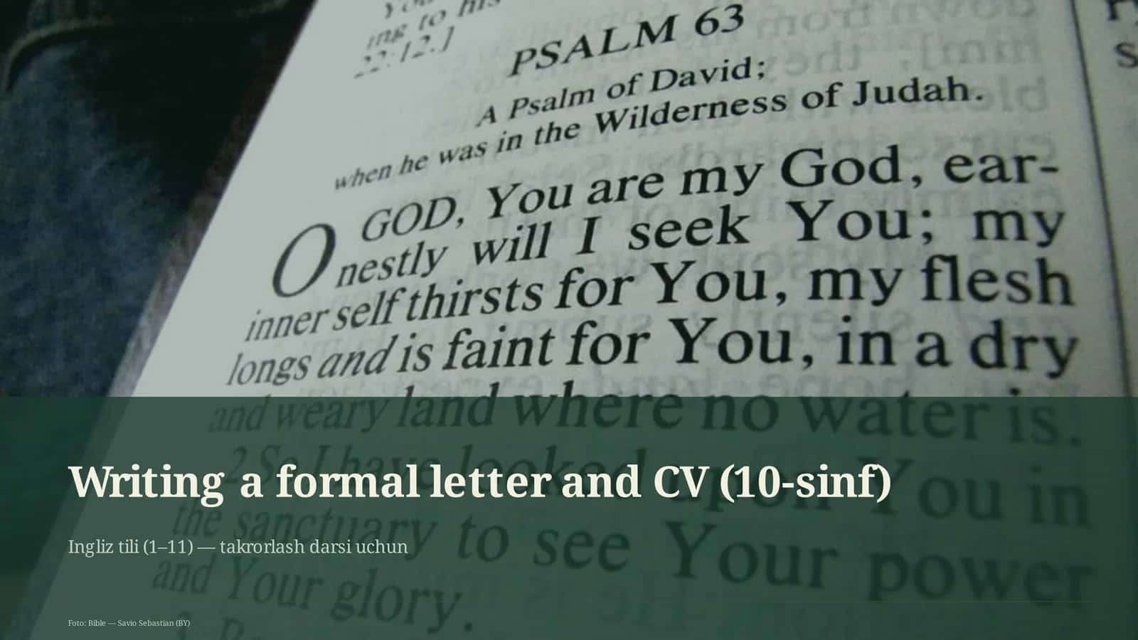 Writing a formal letter and CV (10-sinf) 1