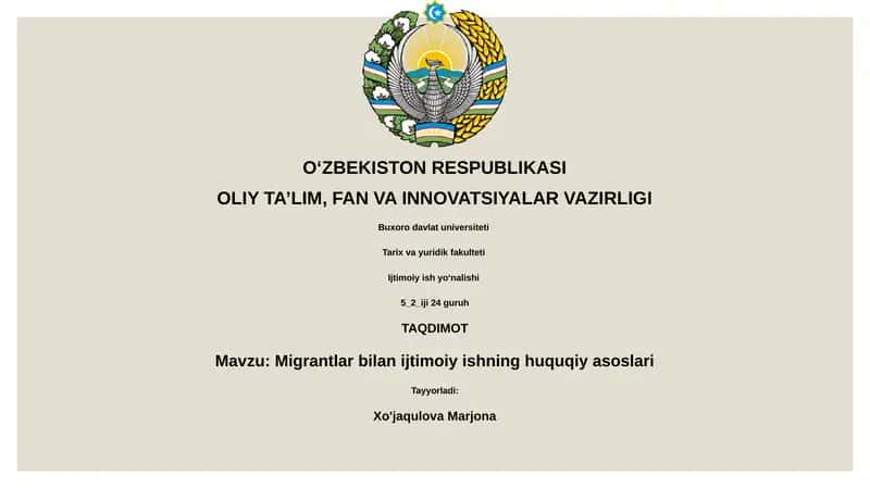 Migrantlar bilan ijtimoiy ishning huquqiy asoslari 1