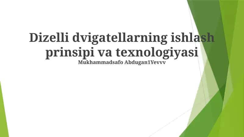 Dizelli dvigatellarning ishlash prinsipi va texnologiyasi 1