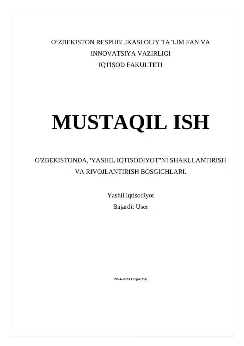 Yashil iqtisodiyot 1