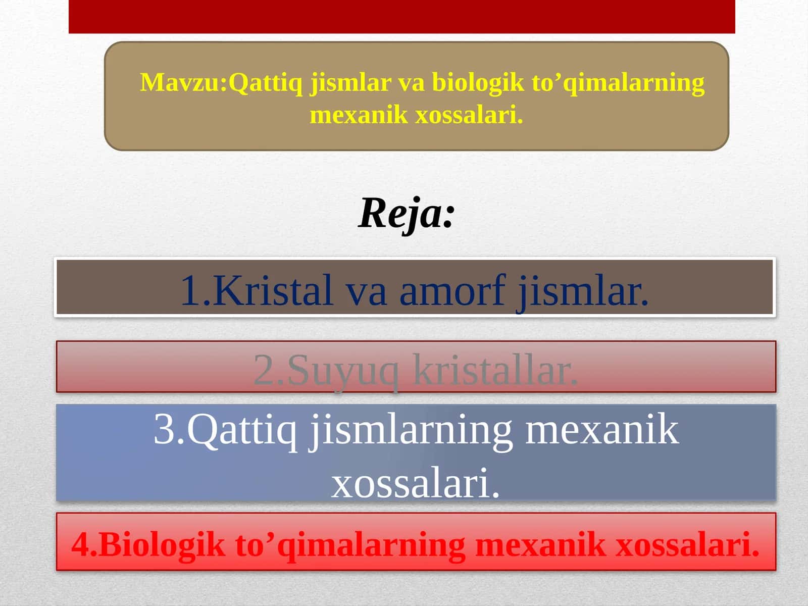 Qattiq jismlar va biologik to'qimalarning mexanik xossalari 1