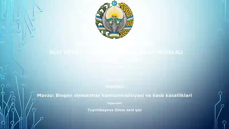 Biogen elementlar kontsentratsiyasi va kasb kasalliklari 1
