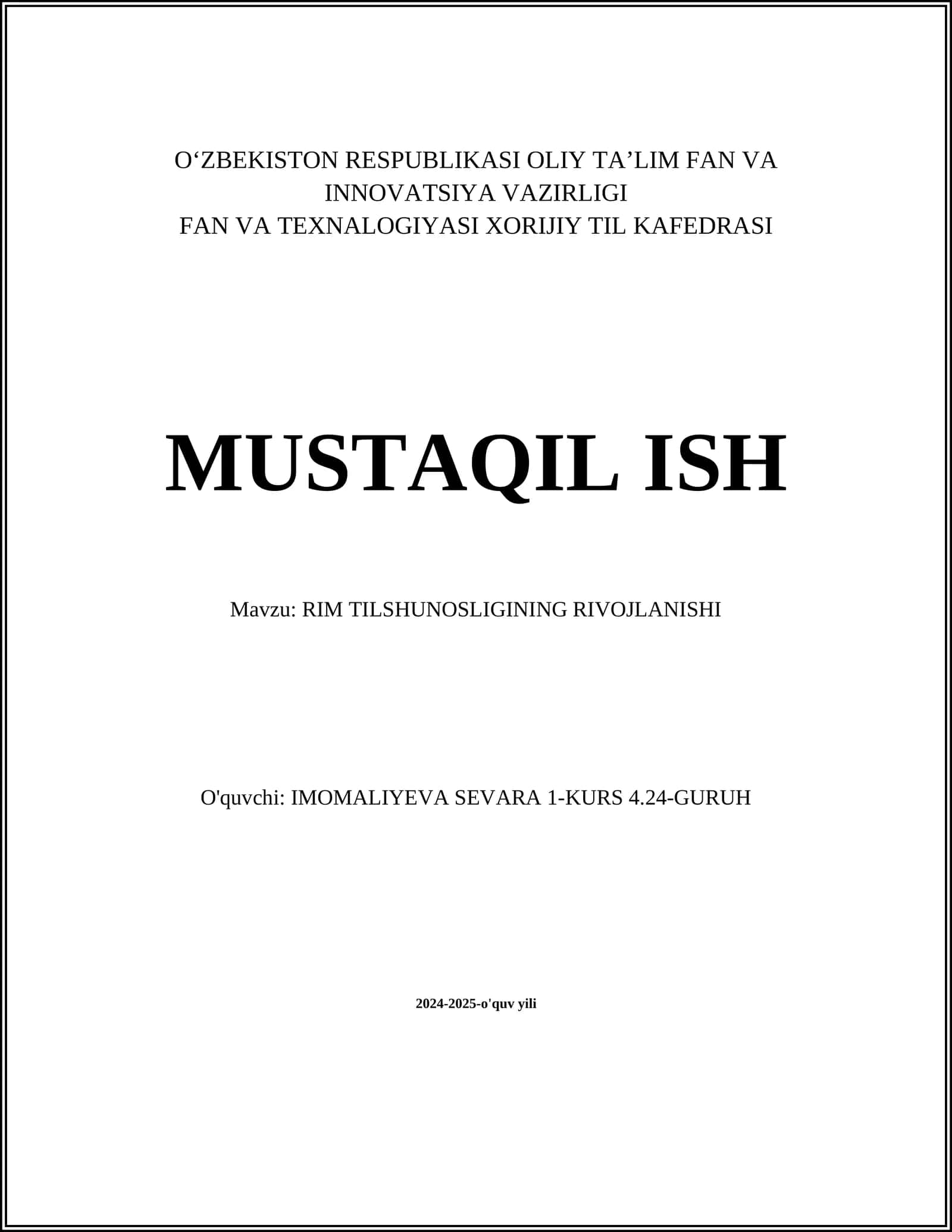 RIM TILSHUNOSLIGINING RIVOJLANISHI 1