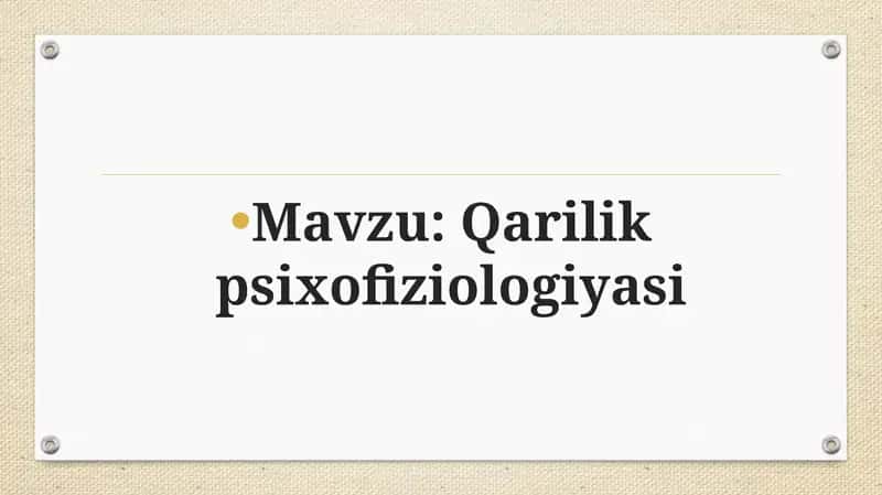 Qarilik psixofiziologiyasi 1