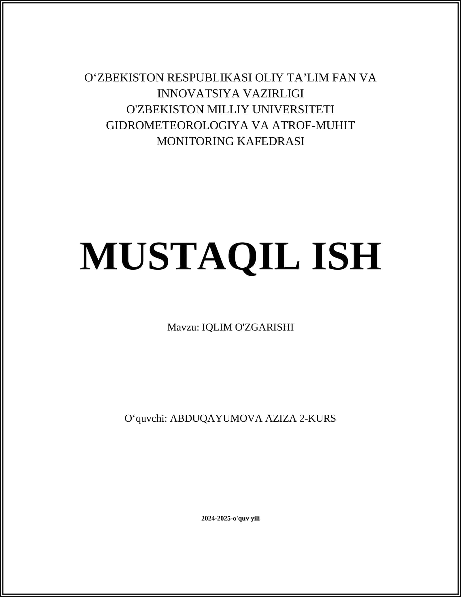 IQLIM O'ZGARISHI 1
