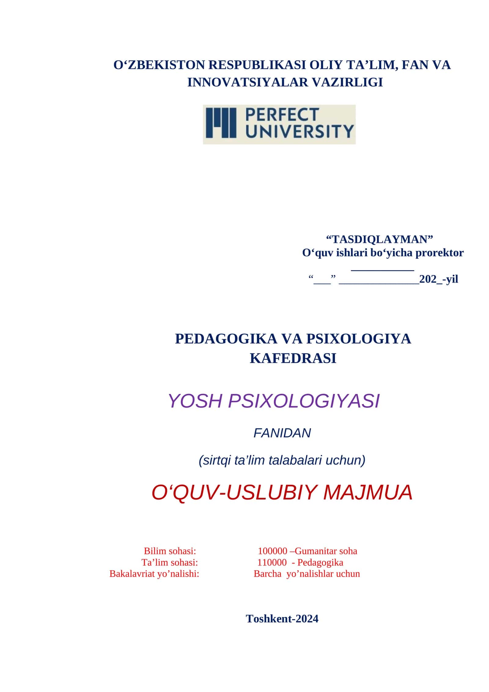 YOSH PSIXOLOGIYASI FANIDAN O‘QUV-USLUBIY MAJMUA 1