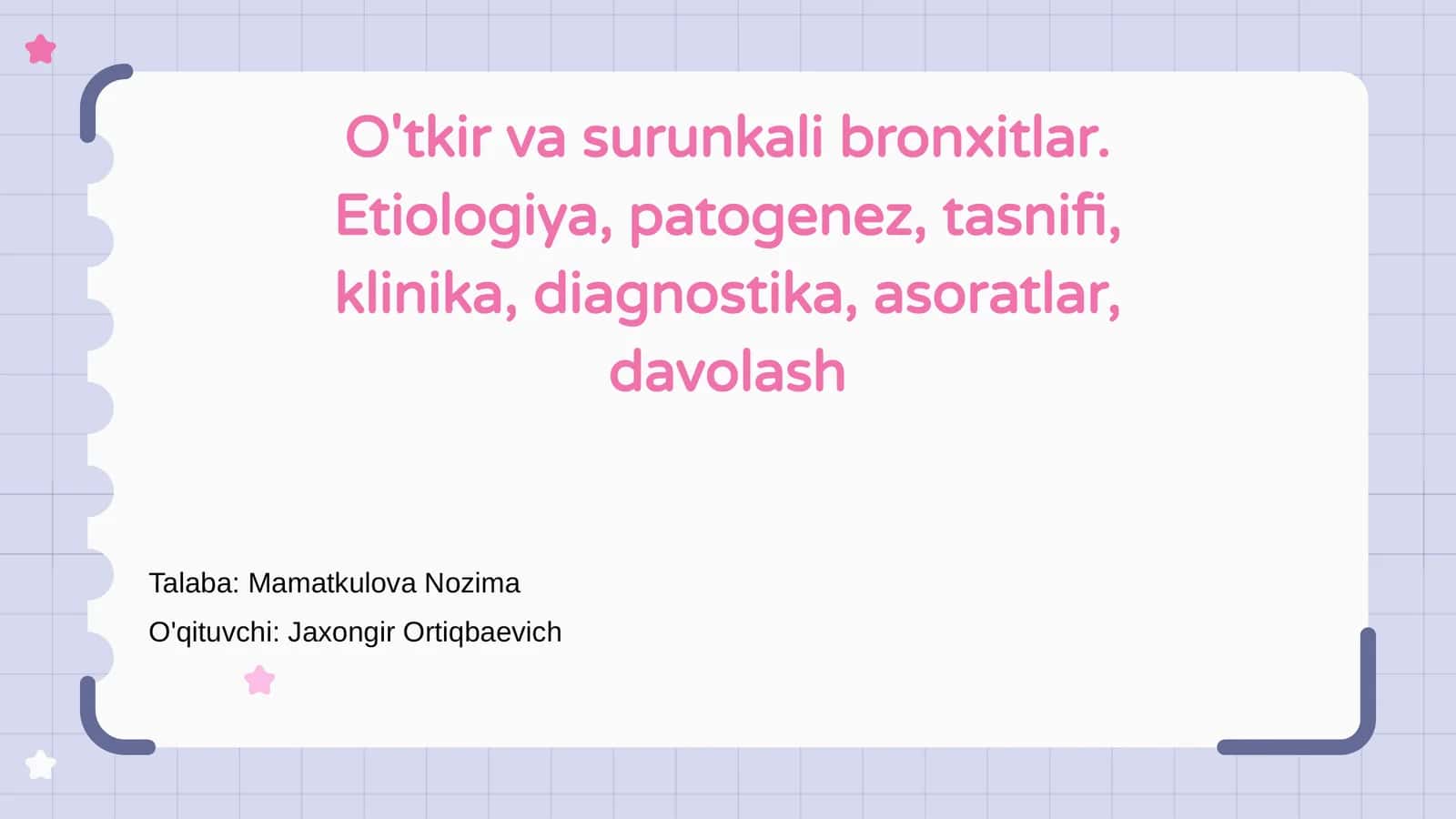 O'tkir va surunkali bronxitlar 1