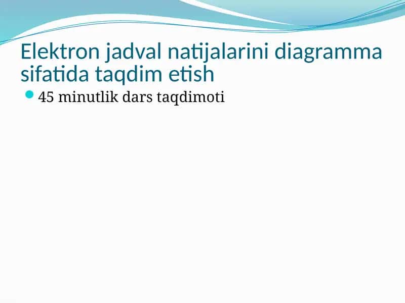 Elektron jadval natijalarini diagramma sifatida taqdim etish 1
