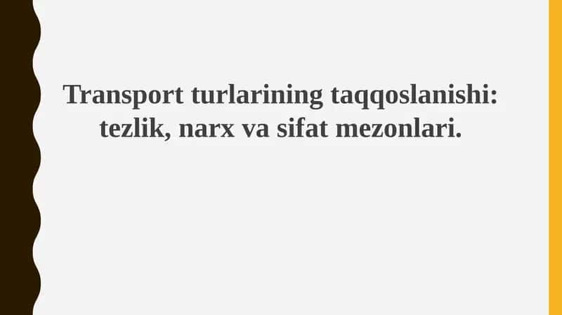Transport turlarini taqqoslash 1