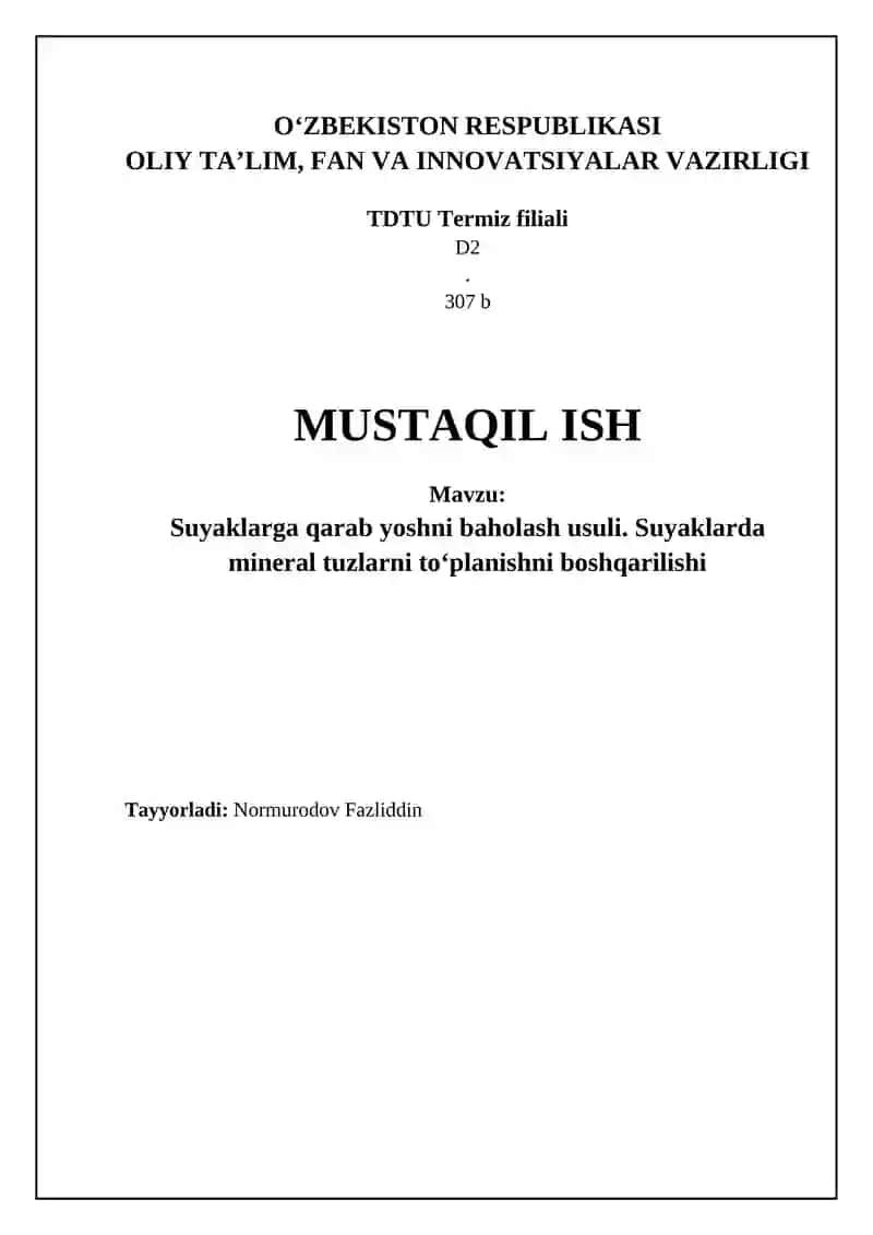 Suyak metabolizmi va yoshni baholash usullari