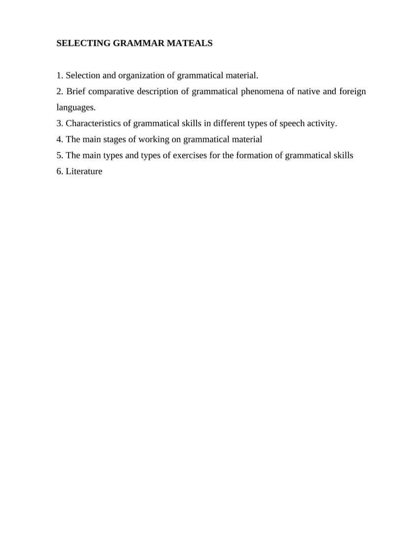 SELECTING GRAMMAR MATEALS 1