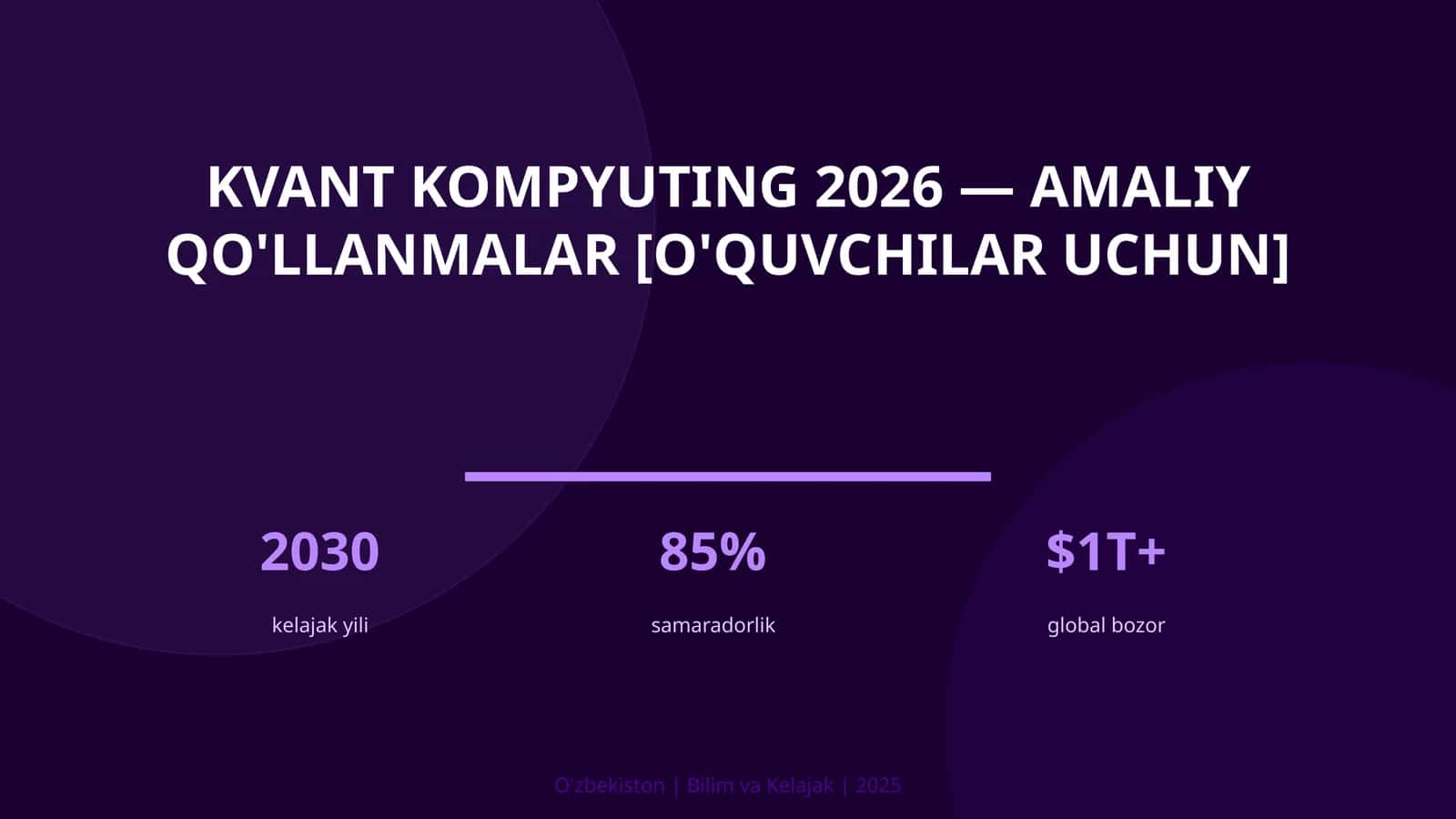 KVANT KOMPYUTING 2026 — AMALIY QO'LLANMALAR [O'QUVCHILAR UCHUN] 1