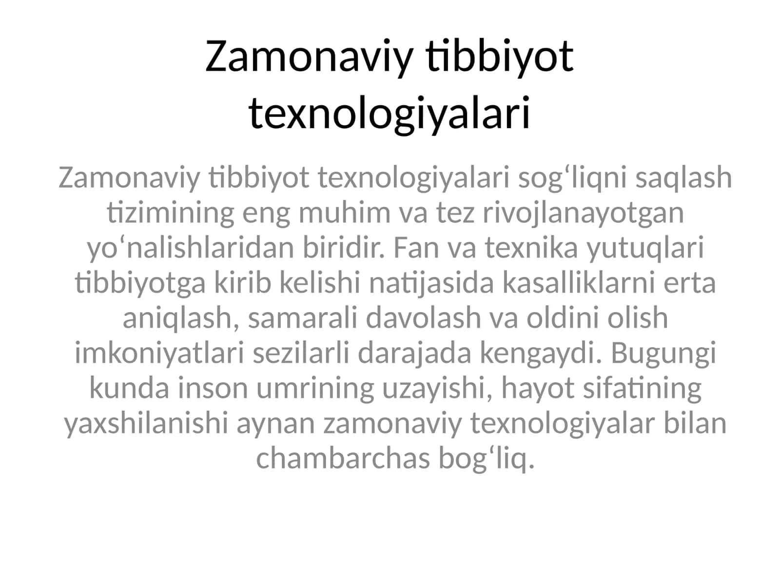 Zamonaviy tibbiyot texnologiyalari 1