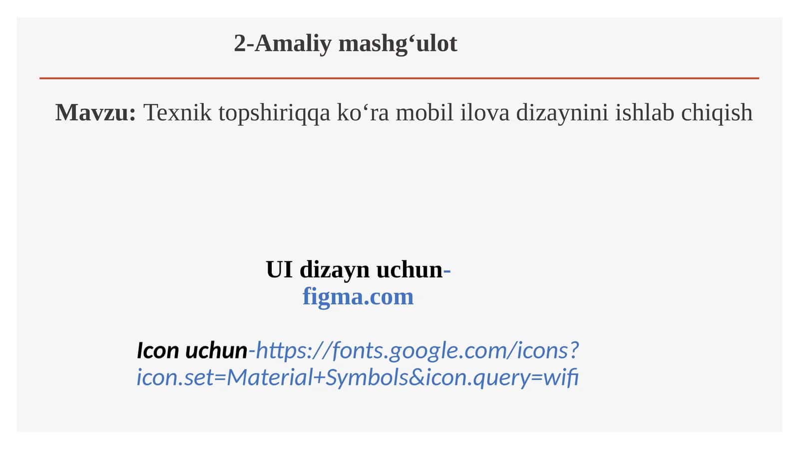 Texnik topshiriq ko‘ra mobil ilova dizaynini ishlab chiqish 1