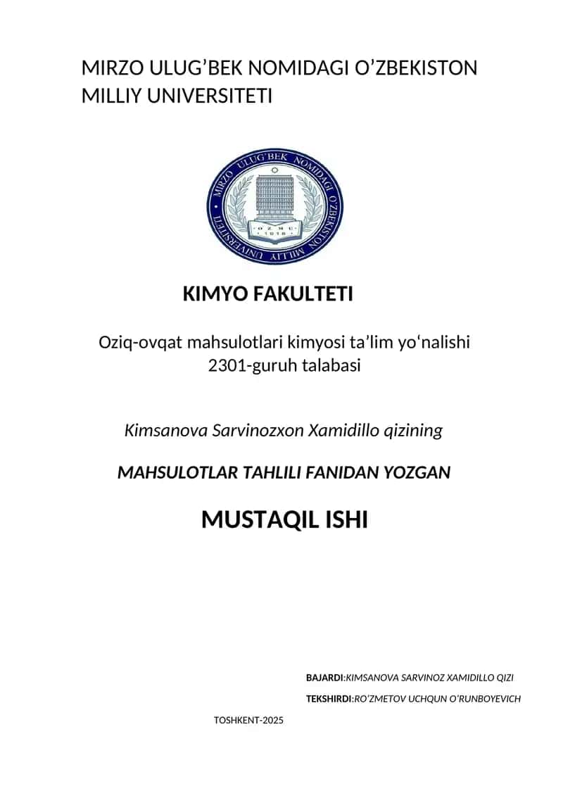 STANDART ERITMALAR TAYYORLASH 1