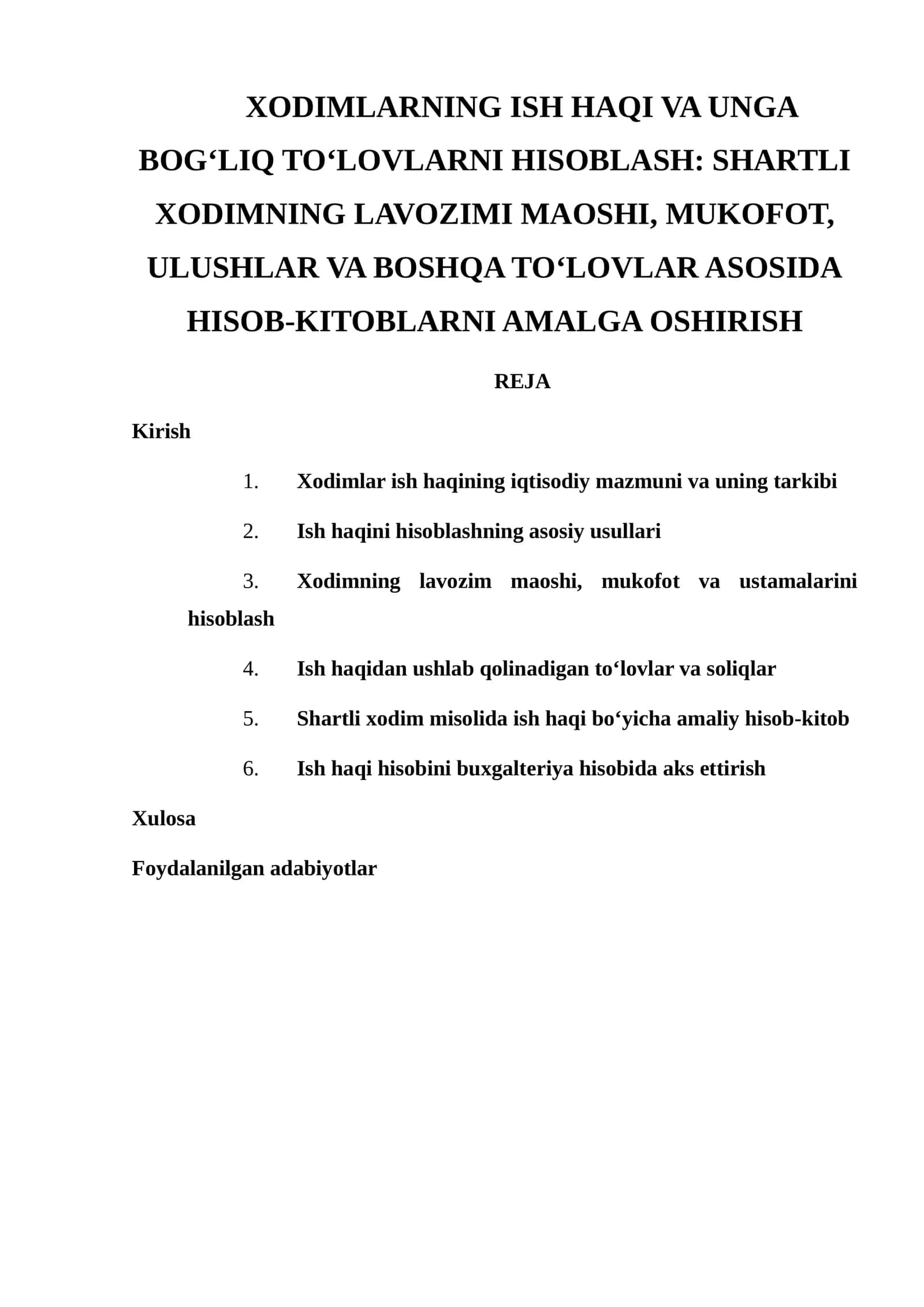Xodimlarning ish haqi va unga bo‘lg‘liq to‘lovlarni hisoblash 1