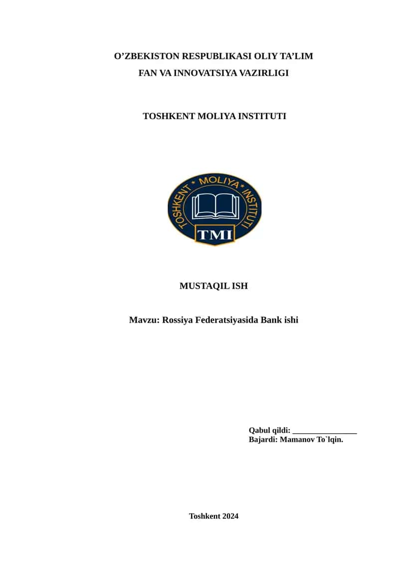 Rossiya Federatsiyasida Bank ishi 1