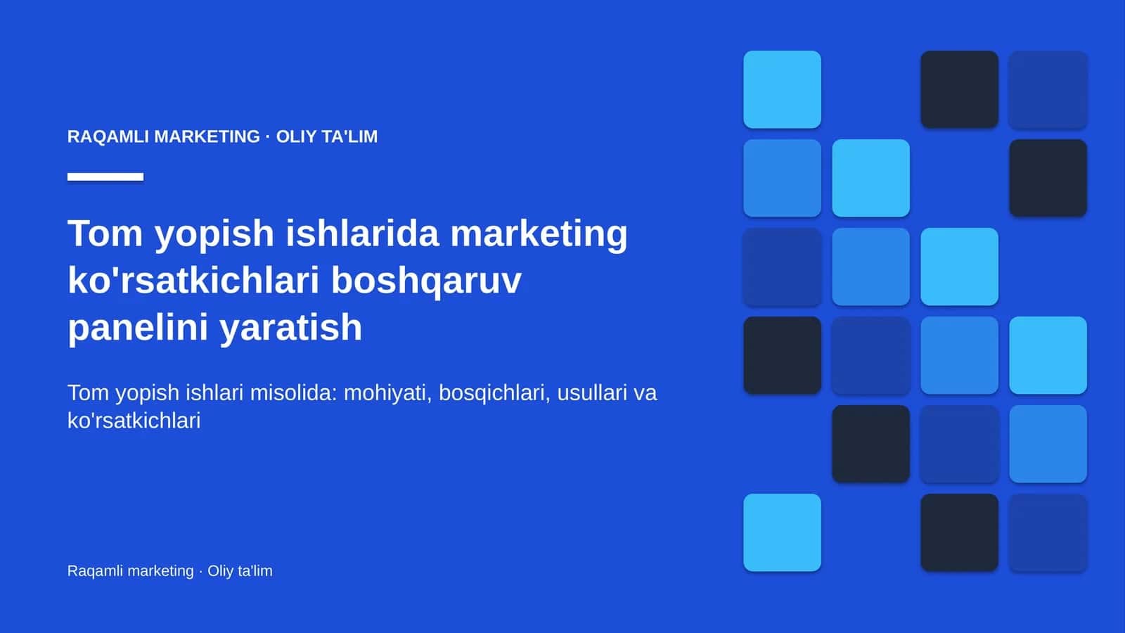 tom yopish ishlarida marketing ko'rsatkichlari boshqaruv panelini yaratish 1876 1