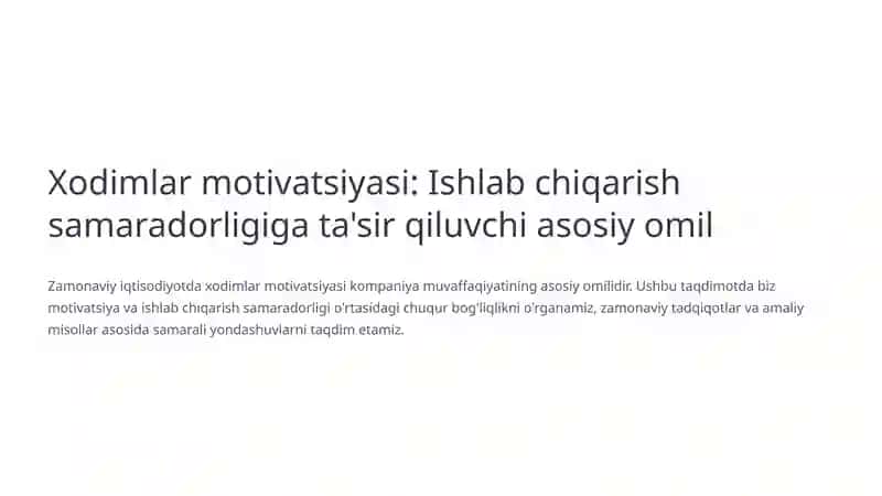 Xodimlar motivatsiyasi 1