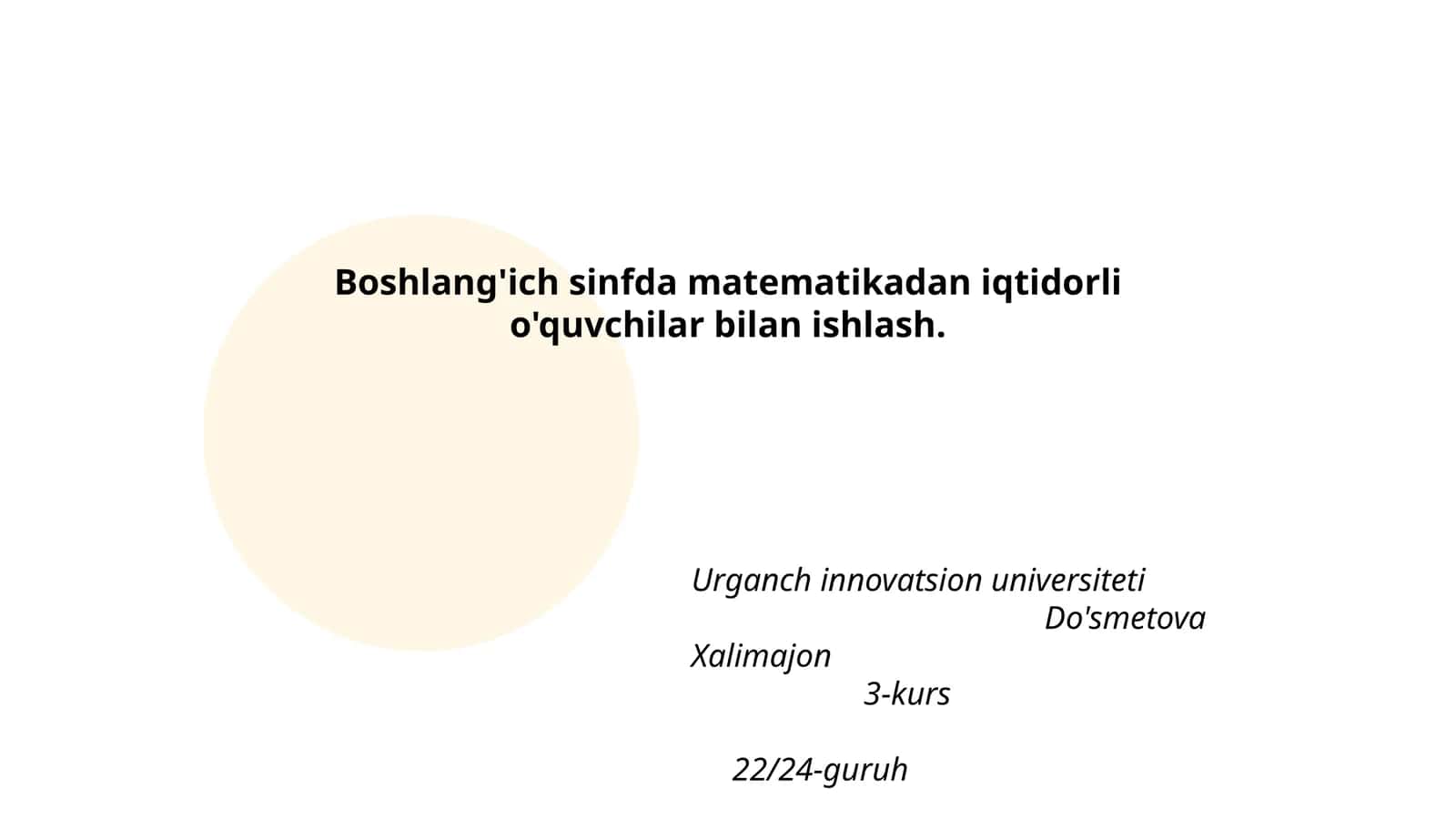 Boshlang'ich sinfda matematikadan iqtidorli o'quvchilar bilan ishlash 1