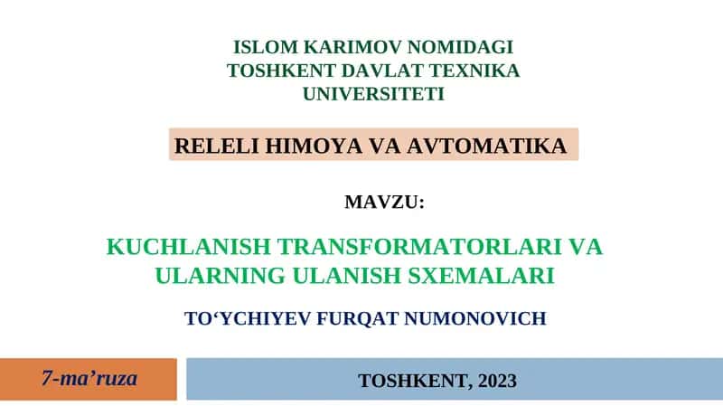 Kuchlanish transformatorlari va ulanish sxemalari 1