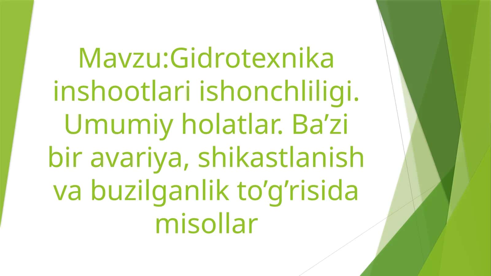 Gidrotexnika inshootlari ishonchliligi 1