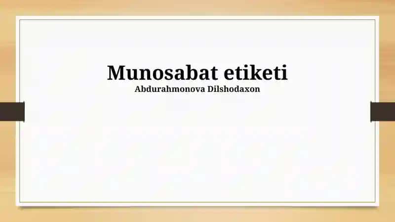 Munosabat etiketi