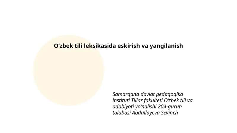 Oʻzbek tili leksikasida eskirish va yangilanish 1