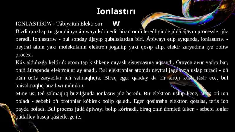 Ionlastırıw 1