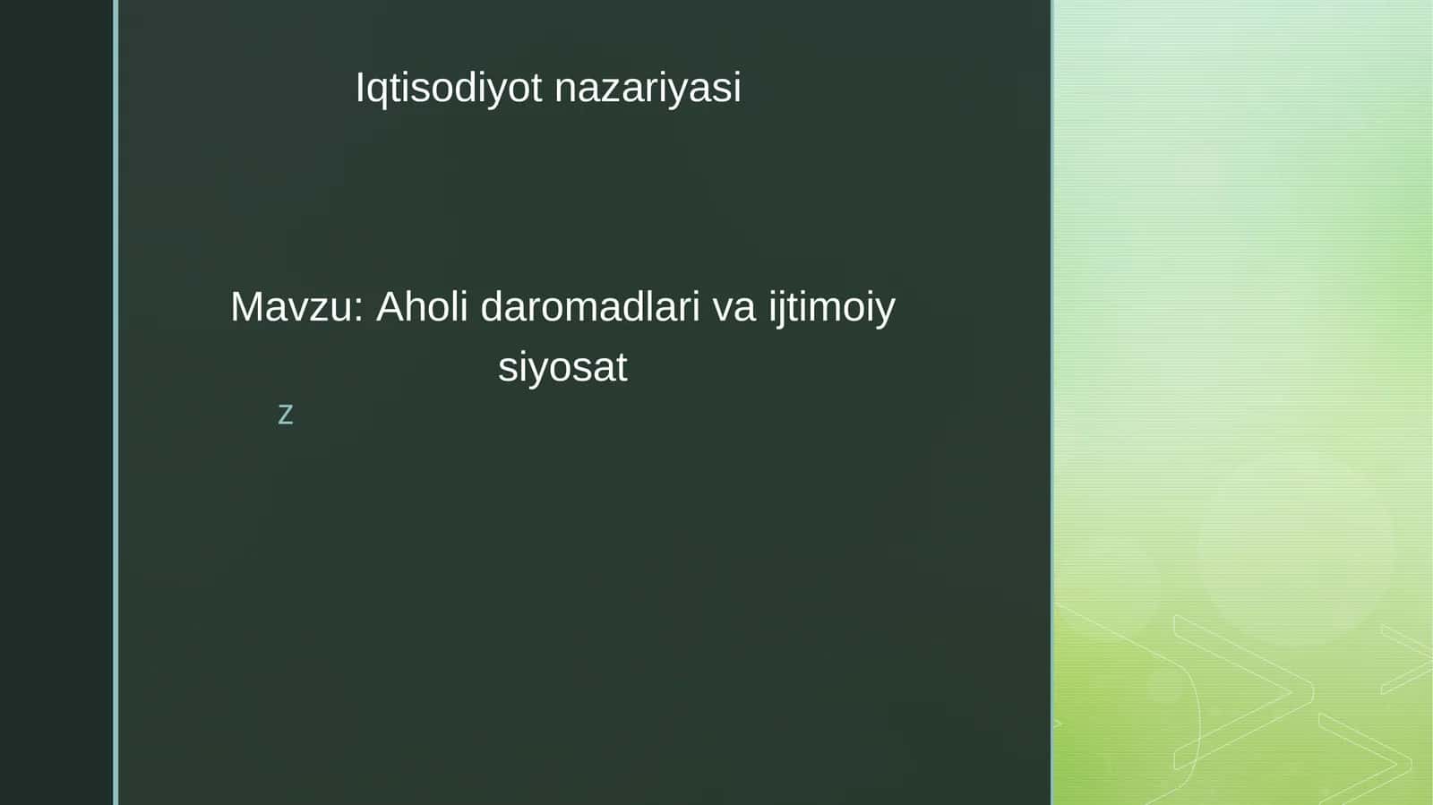 Aholi daromadlari va ijtimoiy siyosat 1