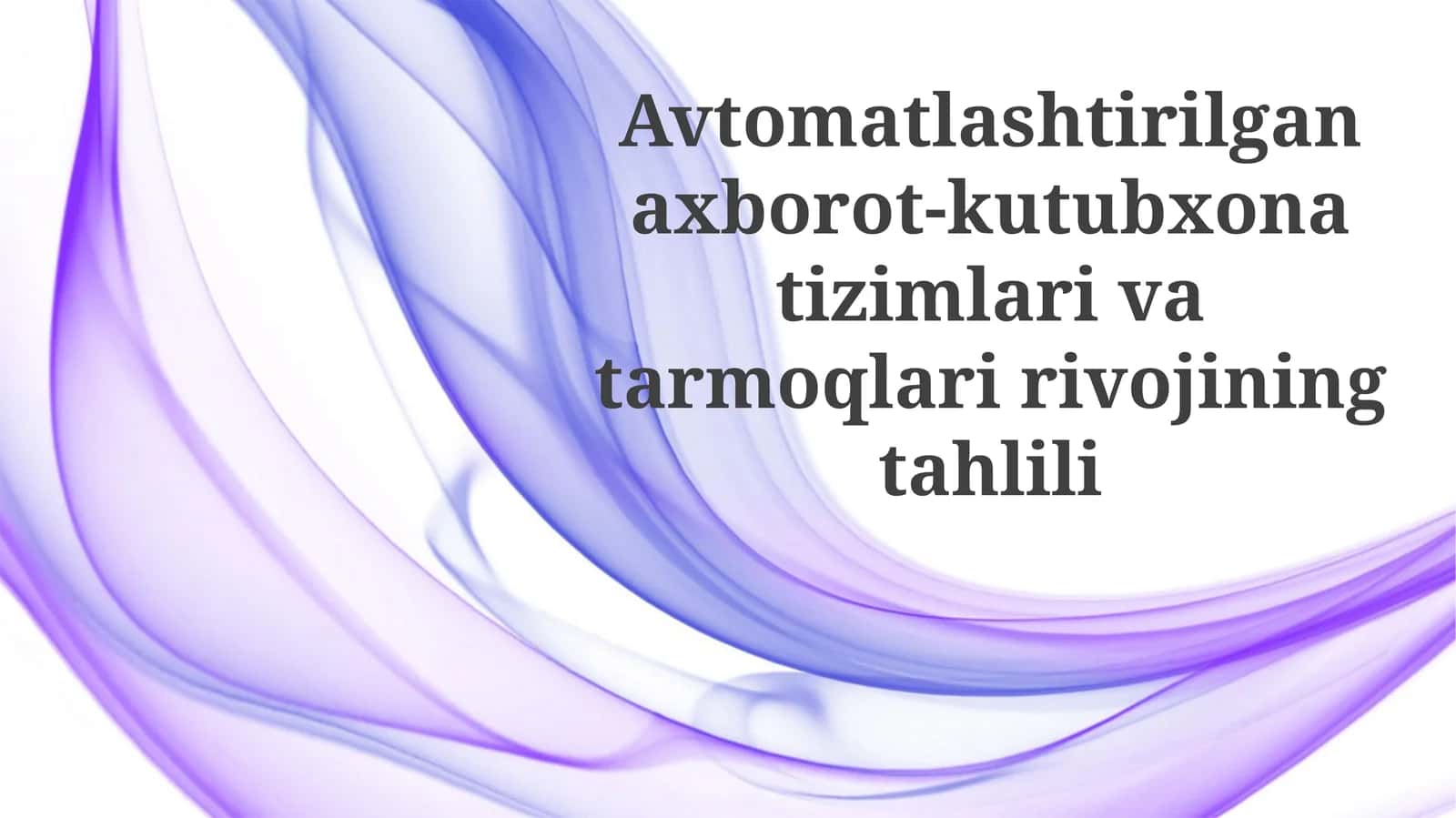 Zamonaviy Avtomatlashtirilgan Kutubxona Tizimlari va Kelajakdagi Tendentsiyalar 1