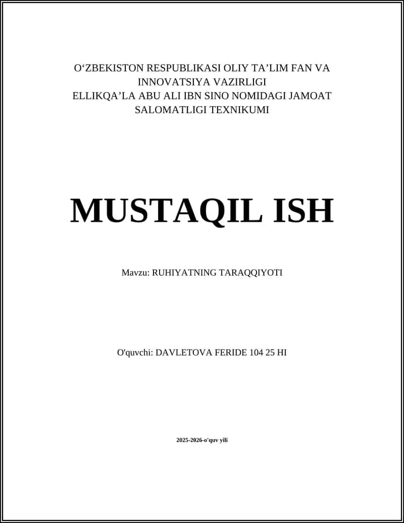 RUHIYATNING TARAQQIYOTI 1