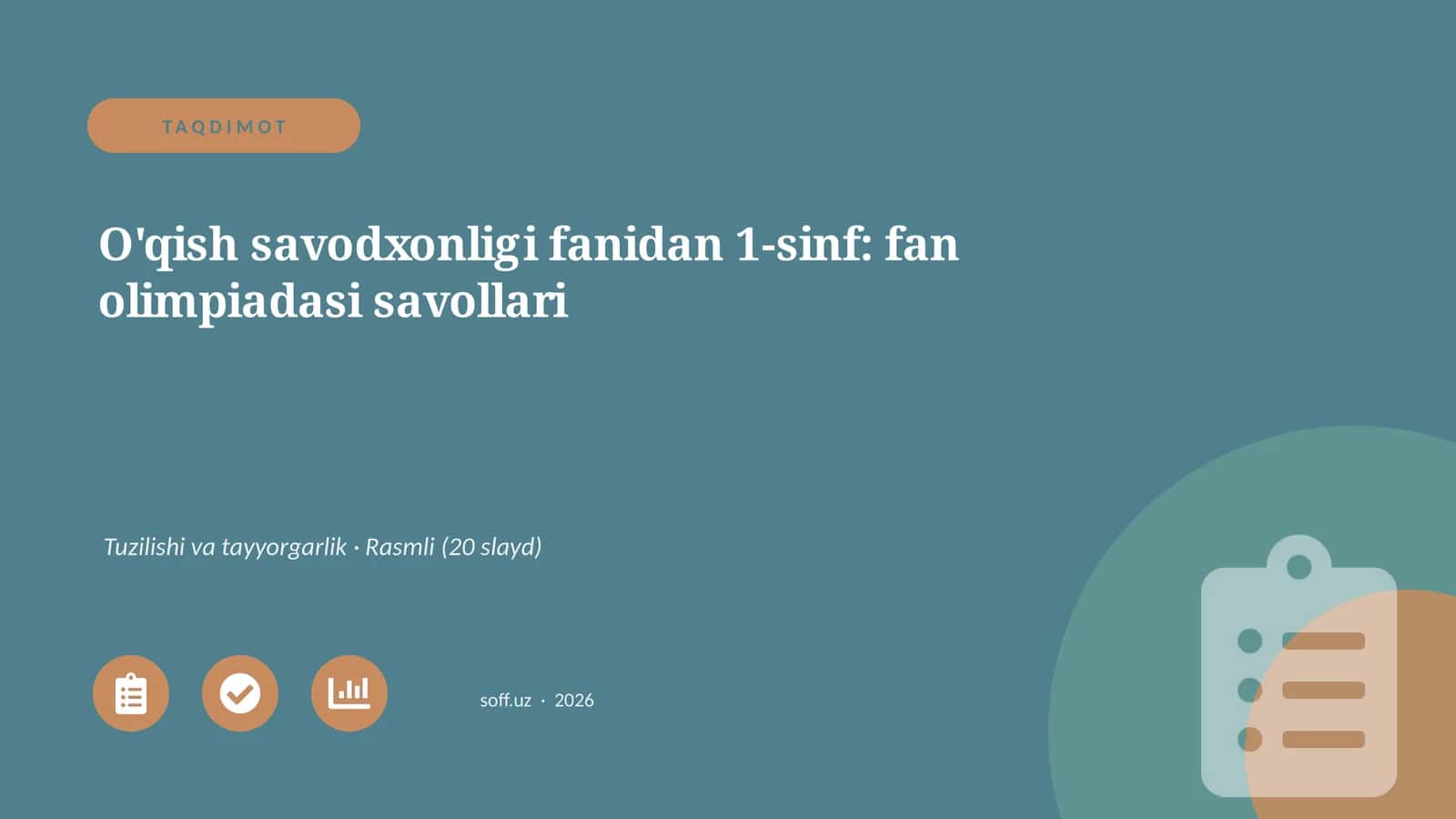 O'qish savodxonligi fanidan 1-sinf: fan olimpiadasi savollari 1