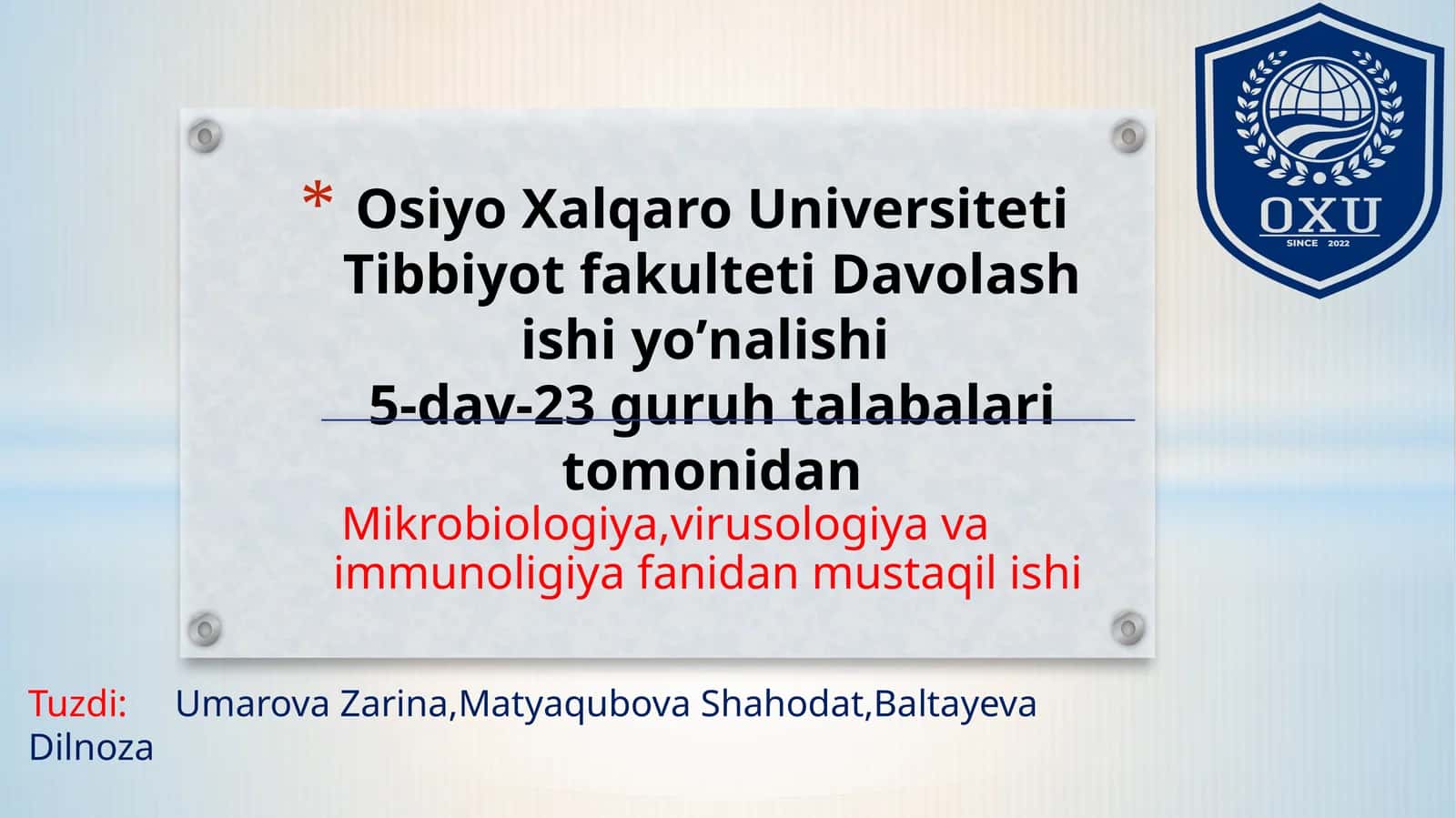 Mavzu:Autoimmun va allergik kasalliklar kelib chiqishi,kechishi,diagnostikasi haqida to'liq ma'lumot 1