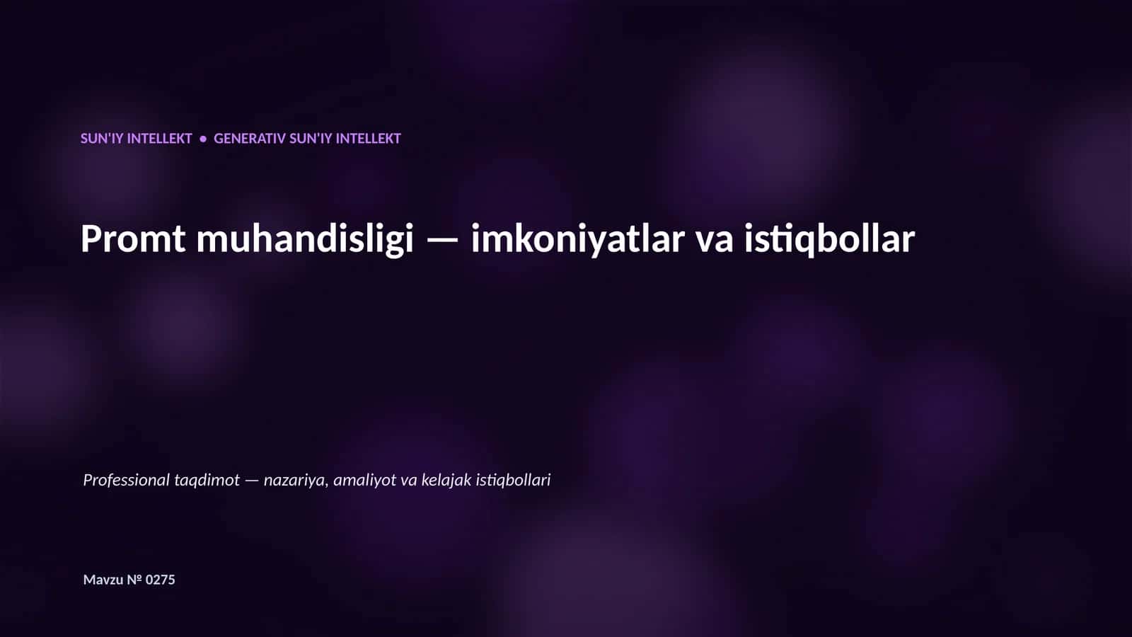 Generativ SUN'IY INTELLEKT 1