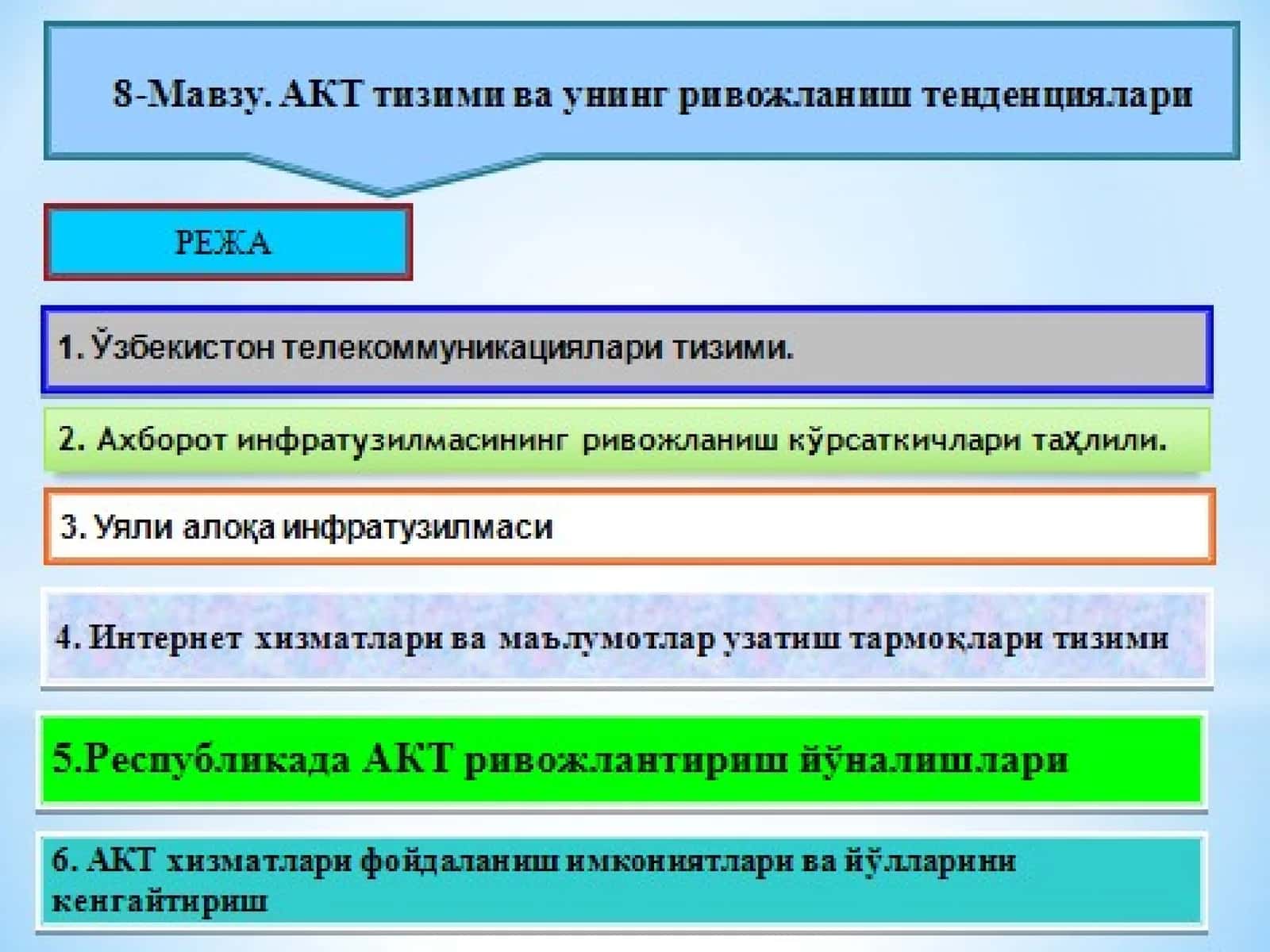 Mobil aloqa xizmatlarining o’sish darajasi 1