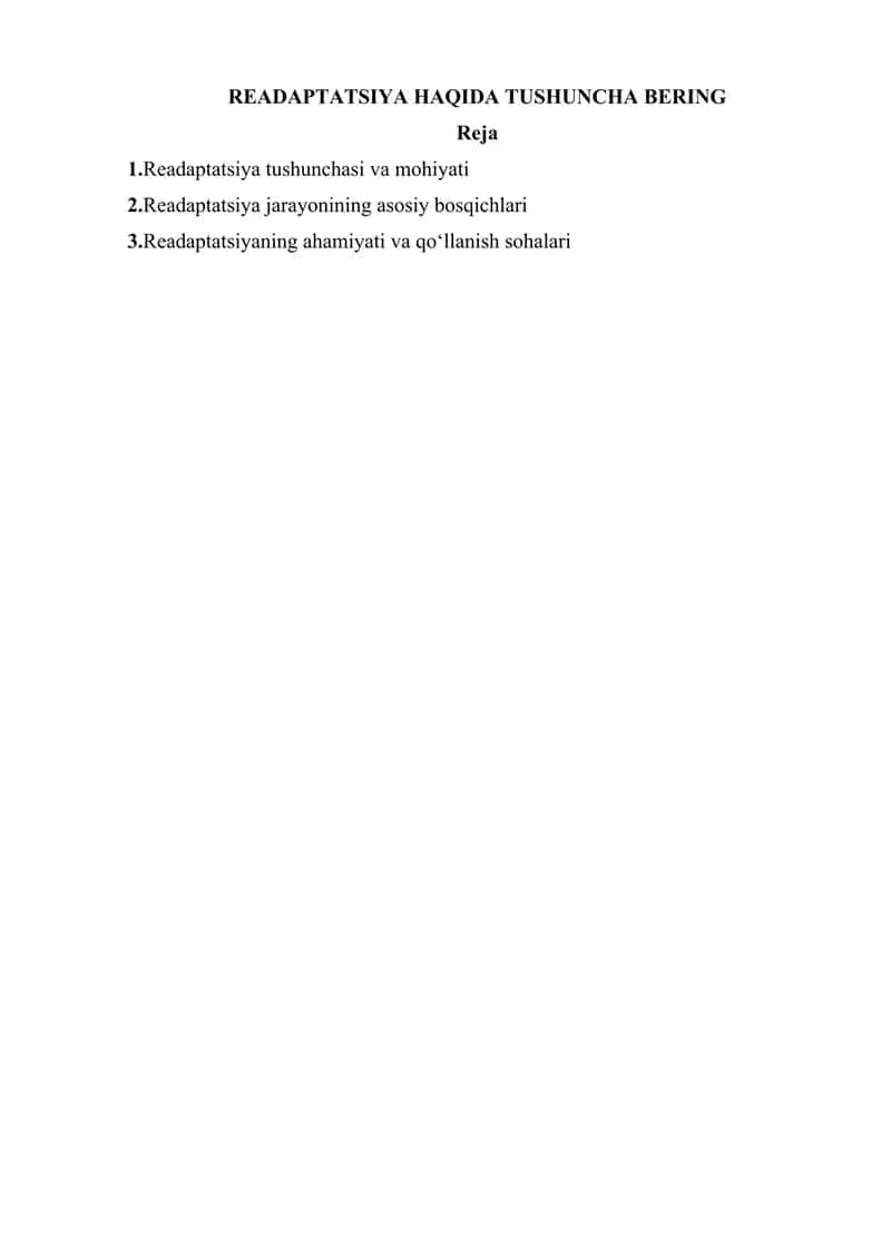Readaptatsiya haqida tushuncha bering 1