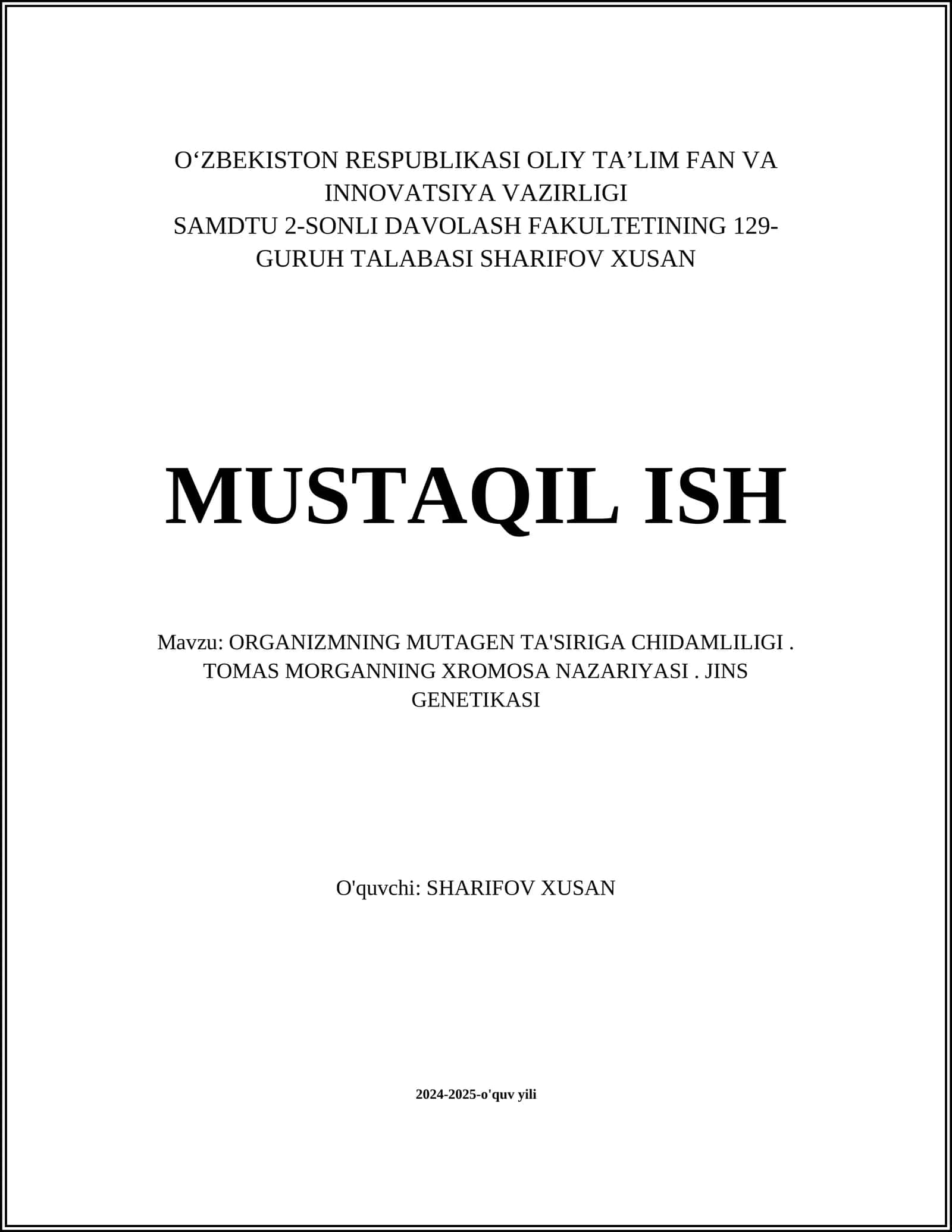 ORGANIZMNING MUTAGEN TA'SIRIGA CHIDAMLILIGI 1
