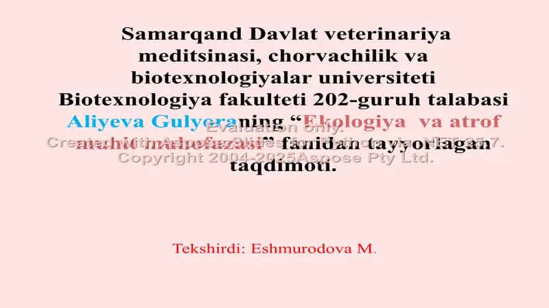Ekologiya va inson sogʻligi taqdimoti 1