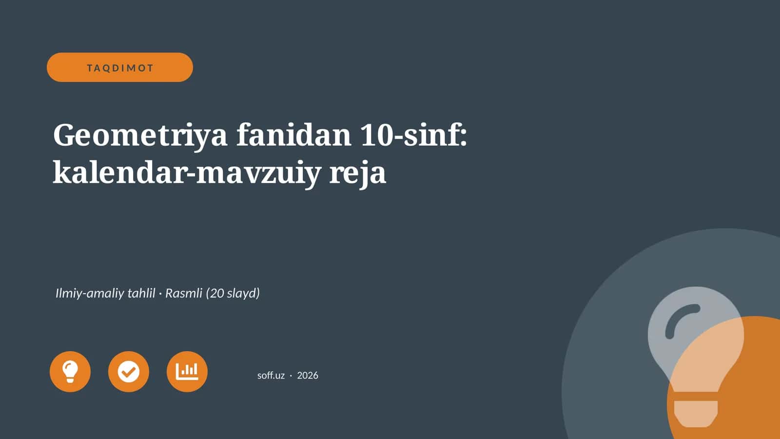 Geometriya fanidan 10-sinf: kalendar-mavzuiy reja 1