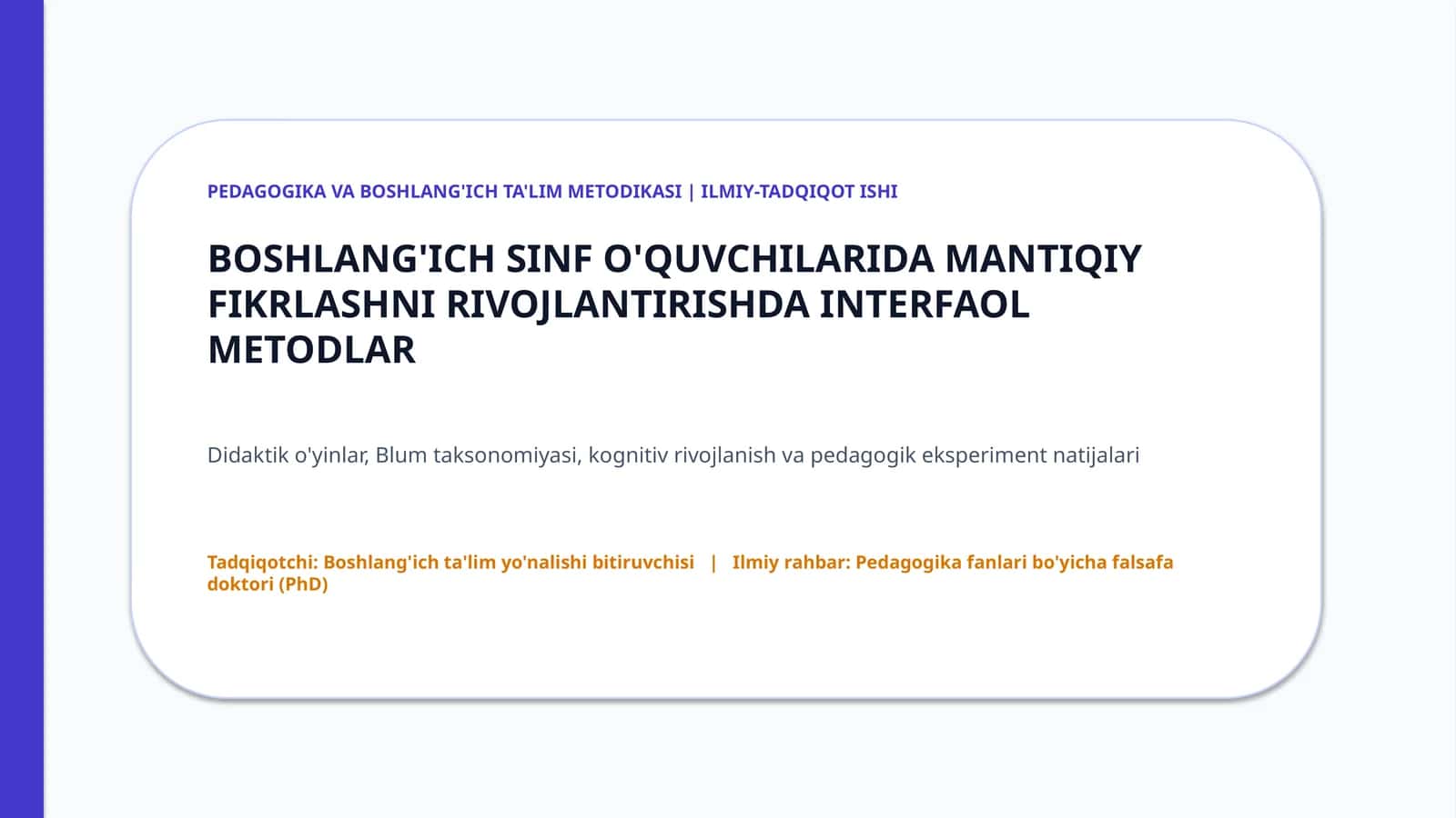 Pedagogika va boshlang'ich ta'lim metodikasi 1