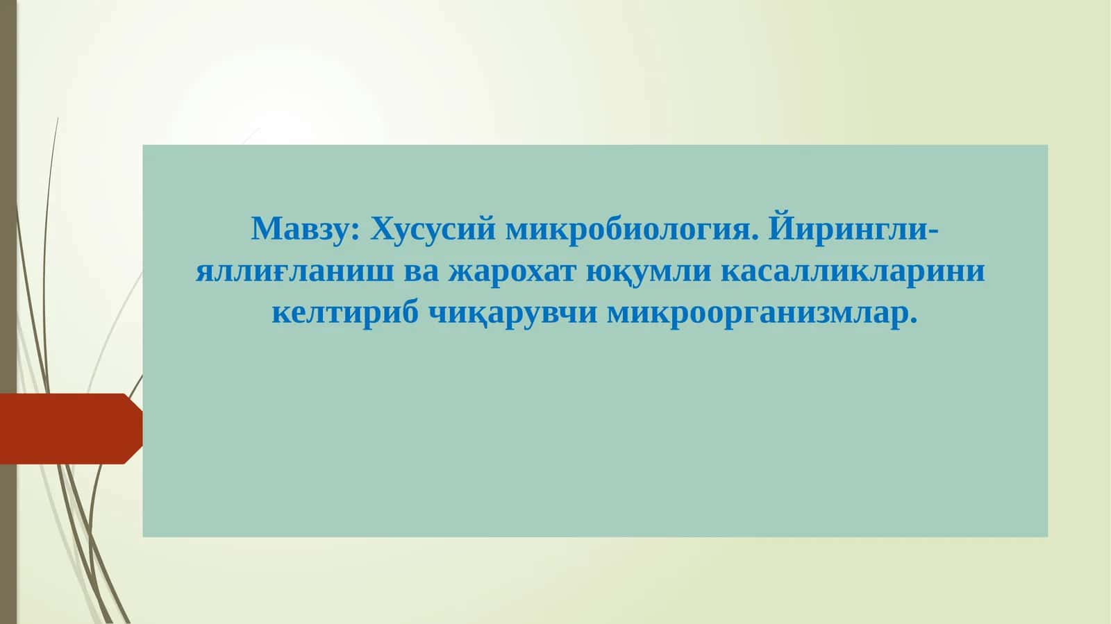 Хусусий микробиология. Йирингли- яллиғланиш ва жарохат юқумли касалликларини келтириб чиқарувчи микроорганизмлар 1