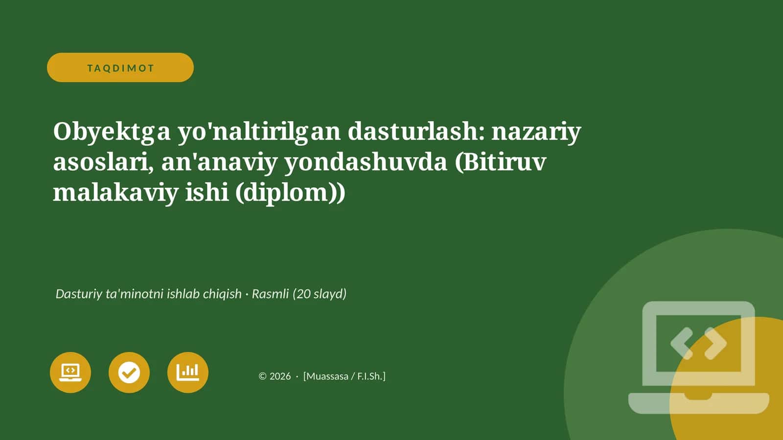 Obyektga yo'naltirilgan dasturlash: nazariy asoslari, an'anaviy yondashuvda 1