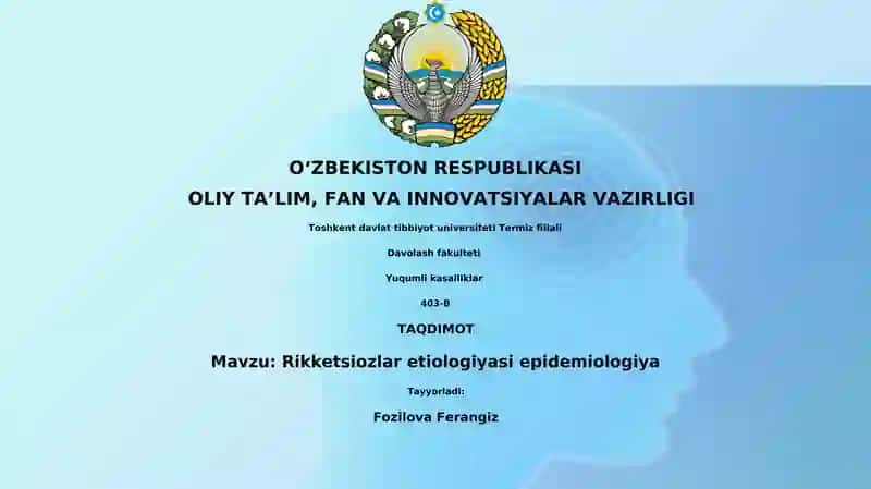 Rikketsiozlar etiologiyasi epidemiologiya