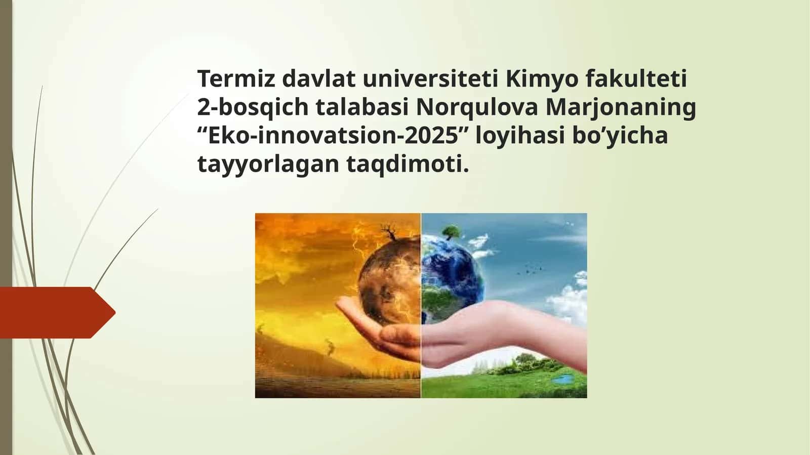 “Eko-innovatsion-2025” loyihasi bo'yicha taqdimoti 1