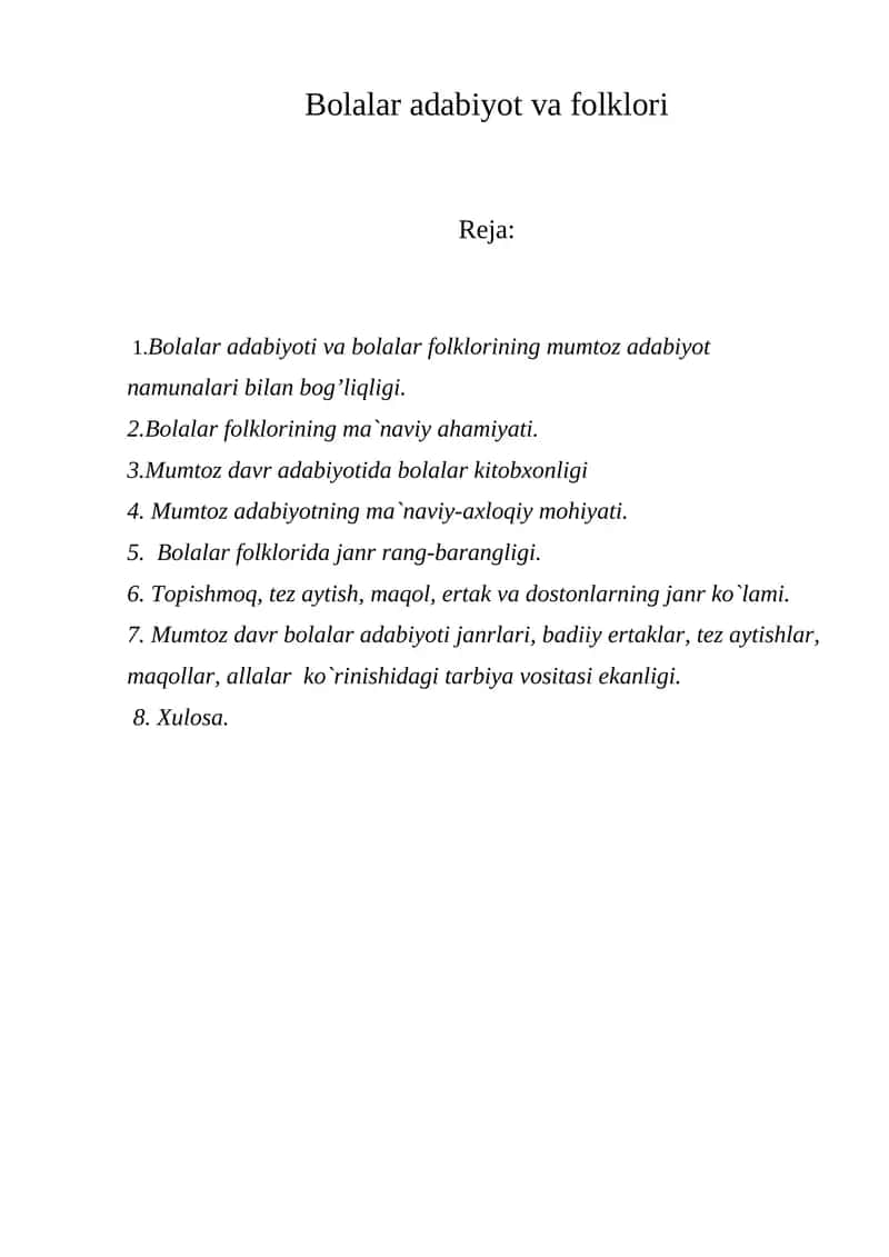 Bolalar adabiyot va folklori 1