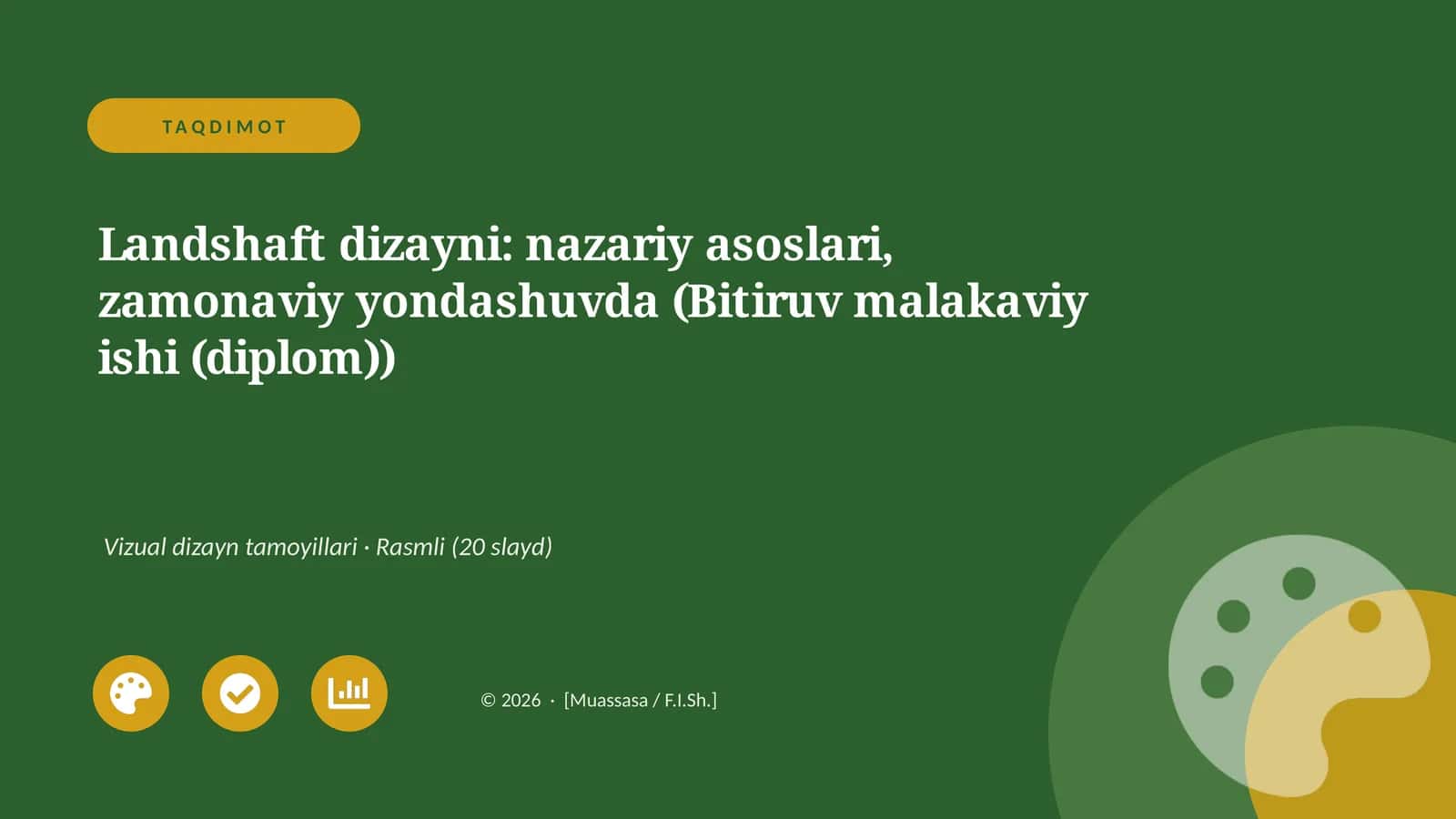 Landshaft dizayni: nazariy asoslari, zamonaviy yondashuvda (Bitiruv malakaviy ishi (diplom)) 1