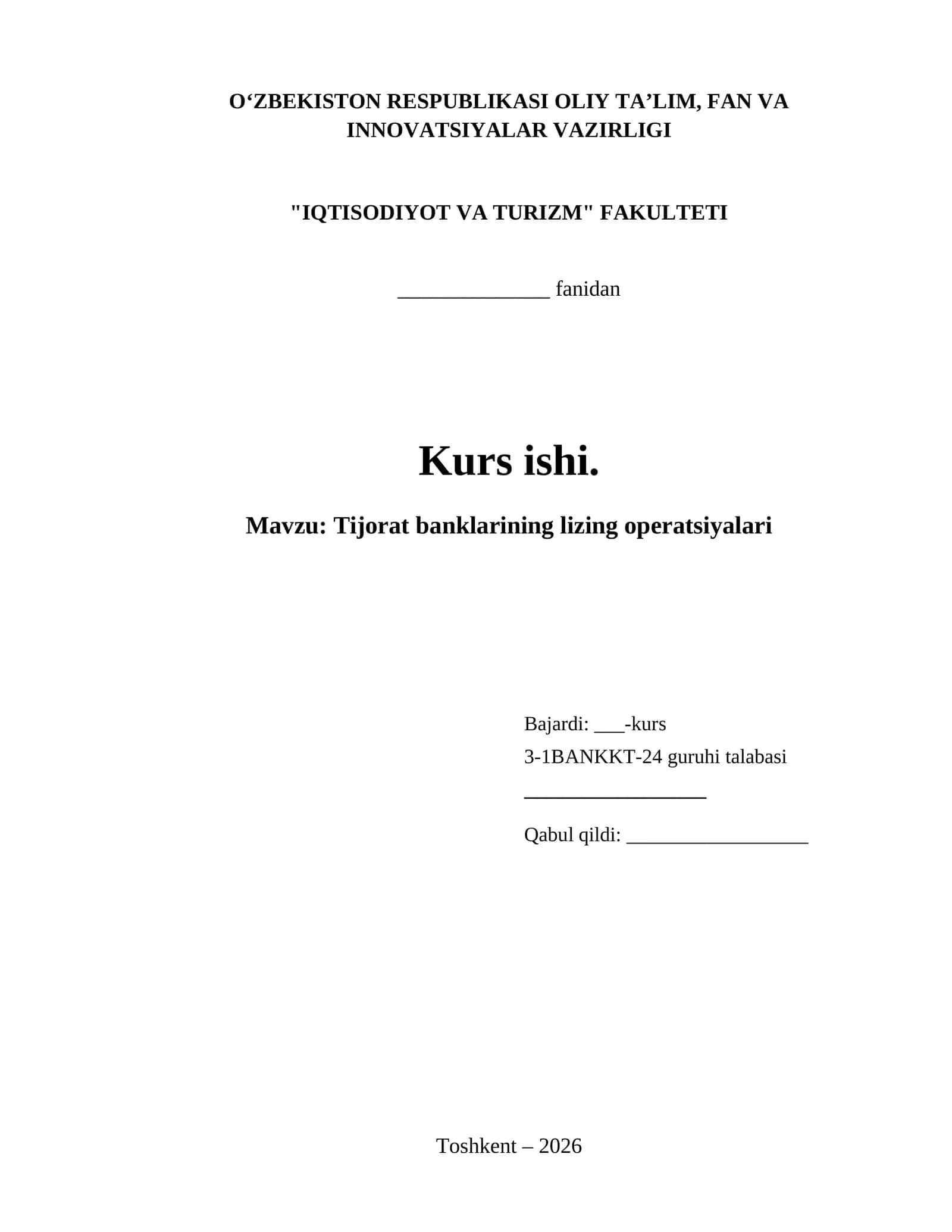 Tijorat banklarining lizing operatsiyalari 1