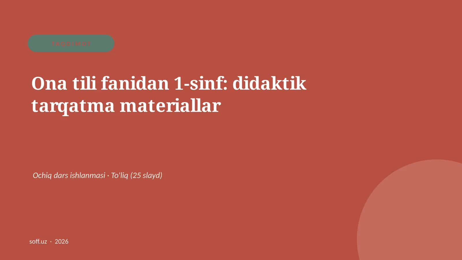 Ona tili fanidan 1-sinf: didaktik tarqatma materiallar 1