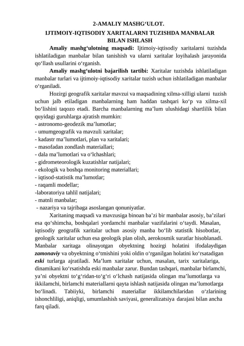 Ijtimoiy-iqtisodiy xaritalarni tuzishda manbalar bilan ishlash 1